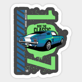 1967 Patriotic American V8 Muscle Car Pony Mustang Sticker